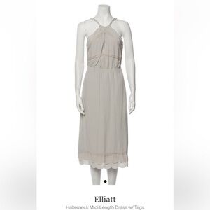 NWT Elliatt Elation dress, size S, taupe color, Keyhole and scalloped detailing